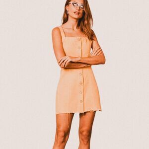 Boyish “The Kennedy” Denim Mini Dress in Honey Pot – Retro Western It-Girl XS